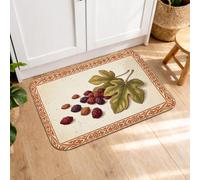 Fig Kitchen Mats for Floor, Traditional Rustic Grape Leaf Harvest Beige Washable Soft Padded Floor Mat for Sink Area Laundry Room Entryway Bathroom 20x31 Inch