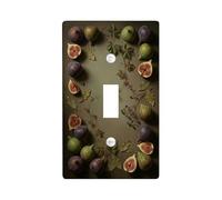 Fig Kitchen Single Light Switch Cover Plate, Autumn Natural Leaf Vine Autumn Green Plastic Standard Size Toggle Light Switch Cover for Bedroom Bathroom Home Entrance Decor (Single)