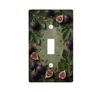 Fig Kitchen Single Light Switch Cover Plate, Rustic Natural Leaf Vine Fall Green Plastic Standard Size Decorative Wall Plates for New Apartment Home Bedroom Office Decor (Single)