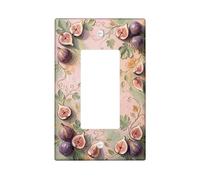 Fig Kitchen Single Rocker Light Switch Cover, Vintage Rustic Vine Leaf Summer Peach Plastic Standard Size Switch Plate Decorative for Bedroom Bathroom Home Entrance Decor