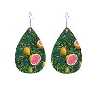Fig Printed Droplet Shaped Acrylic Personalized Earrings, Suitable For Wearing In Various Occasions
