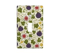 Fig Single Light Switch Cover Plate, Botanical Vintage Flower Vine Summer Green Plastic Standard Size Switch Plate Decorative for Home Living Room New Apartment Decor (Single)