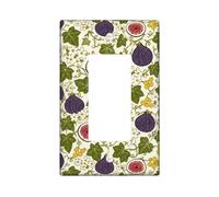 Fig Single Rocker Light Switch Cover, Botanical Vintage Flower Vine Summer Green Plastic Standard Size Switch Plate Decorative for New Apartment Home Bedroom Office Decor