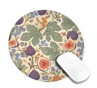 Fig Small Mouse Pad, Botanical Vintage Leaf Flower Fall Violet Round Rubber Washable Aesthetic Desk Mousepads Desk Accessories for Gaming Computer Laptop Round 8x8 Inch