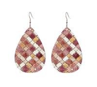 Fig Tile Printed Droplet Shaped Acrylic Personalized Earrings, Suitable For Wearing In Various Occasions