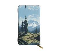 fig. Tomb Pattern Leather Clutch (7.5x4.1 inches) - Coin Card Key Wallet