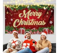 Figarge Extra Large Merry Christmas Banner with Santa Claus Snowman Background for Outdoor Indoor Wall Yard Party Decoration