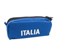 FIGC Beauty Canvas Big with Zip Large 80% PL 20% CO Italy, Blue, Large Beauty Pouch with Central Pocket