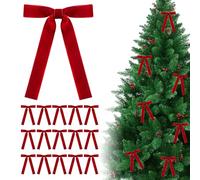 FIGCY 12 Pcs Red Velvet Bows for Xmas Wreaths Decorations Elegant Christmas Velvet Ribbon Bows for Tree Ornaments, Gift Boxes, and Holiday Decor