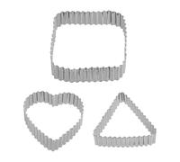 FIGCY 3 Pcs Stainless Steel Cookie Cutter Set, Heart, Triangle & Square Biscuit Cutters, Wavy Cut-Out Molds for Cookies, Fondant, Cakes & Pastry