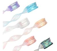 FIGCY 6 Rolls of Iridescent Organza Ribbon, 4cm Wide, 9m Long per Roll, Assorted Colors for Gift Wrapping, Crafts, Wedding Decorations, and Party Supplies