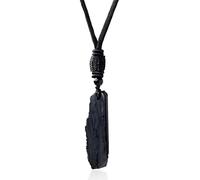 FIGCY Black Tourmaline Necklace Natural Pendant, Stones Against Negative Energy, Handcrafted with Black Cotton Cord, for Men and Women