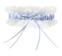 FIGCY Blue Garters for Brides, Wedding Garter with Bow and Lace Trim, Elegant Wedding Accessories for Bridal Look, for Bride’s Big Day or Something Blue Tradition