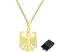 FIGCY German Eagle Necklace, Stainless Steel Federal Eagle Pendant Chain for Men, Durable and Stylish(Gold-Includes Gift Box)