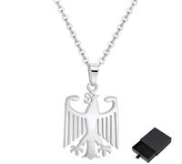 FIGCY German Eagle Necklace, Stainless Steel Federal Eagle Pendant Chain for Men, Durable and Stylish(Silver-Includes Gift Box)