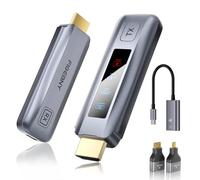 FIGEBNY Wireless HDMI Transmitter and Receiver 4K Larger LED Screen Display, Wireless HDMI Extender Sender HD 5G 165FT Streaming Media Video/Audio/File for PC/Laptop/Projector/TV Box/Camera Gray