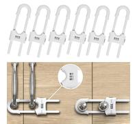 6 Pack Child Proof U-Shaped Code Sliding Cabinet Door Locks Adjustable Baby Safety Cupboard Cabinet Latches Set for Knob Handle Drawers Closet (White)