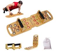 Figfey Wooden Push Up Frame, Portable & Foldable Strength Training Equipment, Chest, Back, Abdominal & Arm Muscle Workout, Brown, Solid Wood, 700 Pounds Capacity
