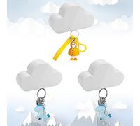 FIGFYOU 3Pcs Cloud Key Hook for Wall, No Drilling Strong Magnetic Keys Ring HolderCloud Key Holder Novelty Key Rack Organiser Keychains Hooks with Adhesive for Home Office Hallway Door