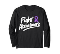 Fight Alzheimer’s Bold Awareness Ribbon Purple Support Long Sleeve T-Shirt