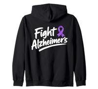 Fight Alzheimer’s Bold Awareness Ribbon Purple Support Zip Hoodie