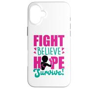 Fight Believe Hope Survive Breast Cancer Black Melanin Sista Case for iPhone 16 Plus