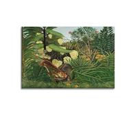 Fight between A Tiger And A Buffalo by Heṇri Rouṡṡeáu Painting Art Poster Wall Art Canvas Prints Hanging Picture Home Decors Idea 24x36inch(60x90cm)