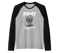 Fight Brain Cancer Awareness Ribbon Raglan Baseball Tee