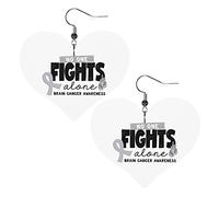Fight Brain Tumor Awareness Leather Earrings For Women Dangle Earring Drop Heart Pendant With Hook Gifts For Adult Girl