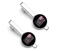 Fight Breast C-ancer US Flag Casual Tie Clips for Men 1 Pair Classic Tie Bars Suit Jewelry Gift for Father Husband Boyfriend 5.5x2.2cm