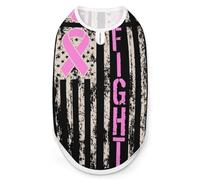 Fight Breast C-ancer US Flag Fashion Dog Shirts Printing Pet Clothes Sleeveless Pets Vest for Dogs Puppy Cats M