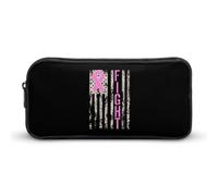 Fight Breast C-ancer US Flag Small Pencil Case Large Capacity Pen Bag Aesthetic Makeup Pouch Office Stationery Organizer 22 * 12 * 5cm