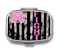 Fight Breast C-ancer US Flag Small Pill Organizer with 2 Compartments