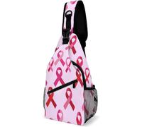 Fight Breast Cancer Ribbon Fashion Sling Bag Backpack Crossbody Shoulder Chest Bags Hiking Daypack Shoulder Backpack Gym Sports