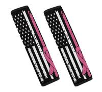 Fight Breast Cancer U.S. Flag Car Seat Belt Pad Strap Belts Covers Universal Auto Part Accessories 2PCS