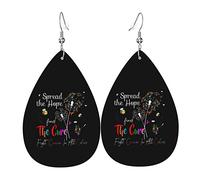 Fight Cancer In All Color Fight Cancer Awareness Ribbons Leather Earrings For Women Dangle Earring Drop Pendant With Hook Gifts For Adult Girl