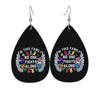 Fight Cancer In All Color Fight Cancer Awareness Ribbons Leather Earrings For Women Dangle Earring Drop Pendant With Hook Gifts For Adult Girl