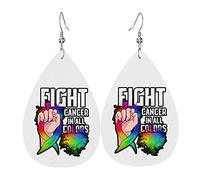 Fight Cancer In All Color Fight Cancer Awareness Ribbons Leather Earrings For Women Dangle Earring Drop Pendant With Hook Gifts For Adult Girl