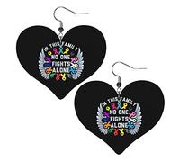 Fight Cancer In All Color Fight Cancer Awareness Ribbons Leather Earrings For Women Dangle Earring Drop Heart Pendant With Hook Gifts For Adult Girl