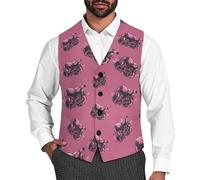 Fight Cancer Men's Suit Vest Formal Dress Waistcoat Vest Casual Business Vests for Suit Or Tuxedo M