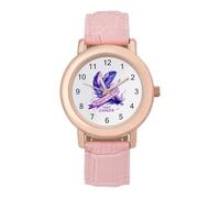 Fight Cancer Ribbon for Cancer Awareness Women's PU Leather Strap Watch Analog Quartz Watch Casual Wristwatch for Home Work
