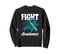Fight Cervical Cancer Awareness American Flag Teal Ribbon Sweatshirt