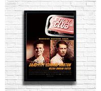 Fight Club, 90s Movie Print Vintage Nostalgic Film Poster, A4 and A3 Size Frame Options Available,Great Home, Pub, Café, Bar Decoration Wall Art Print, House gift for movie lovers (A4 Framed (Black))