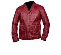 Fight Club Brad Pitt Leather Jacket in Red Colour-S