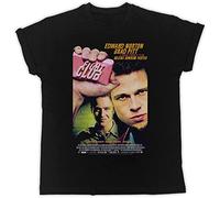 Fight Club Brad Pitt Movie Poster T-Shirt Mens Unisex Black Tees L