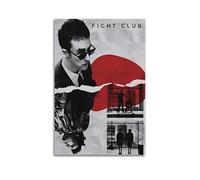 Fight Club Movie Poster - Black And White Frameless Vintage Style Wall Art with Red Highlights And Dynamic Character Design Poster Canvas Wall Art For Living Room Bedroom Gaming Room Office Posters 16