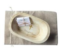 Fight Club Prayer Dough Bowl, congregation gifts Christian Easter and Christmas Cross Religious Gifts,Farmhouse Decor Rustic with 24 Blessing Prayer Cards with Linen Bag 9.5''*6''*2.5''