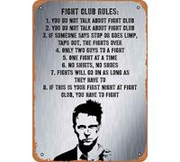 Fight Club Rules Quotes On Metal 8 x 12 Inches - Vintage Metal Tin Sign for Home Bar Pub Garage Decor Gifts