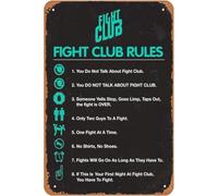 Fight Club Rules Vintage Metal Aluminum Tin Sign Door Signs Exterior Home Cave Garage bar Country Poster Club Wall Plaque Decoration Retro Aluminum Sign 8x12 Inch