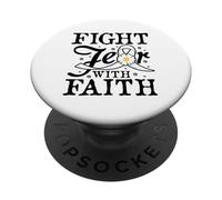 Fight Fear With Faith - Lung cancer awareness PopSockets Adhesive PopGrip